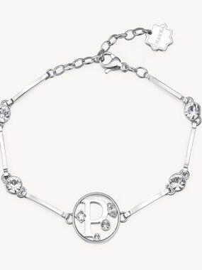 Brosway Italia Silver Letter P Bracelet with Swarovski Crystals